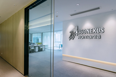 Office Background 3D Glass Logo